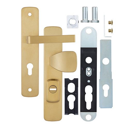 Ручки на планці з протектором ROSTEX Astra R 72мм (38-55мм) фіксована-нажимна титан PVD матовий - Фото №6