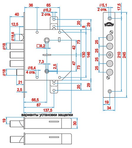 Механизм замка ЕЛЬБОР Гранит 1.06.43 правий (BS66,5*42мм) - Фото №6