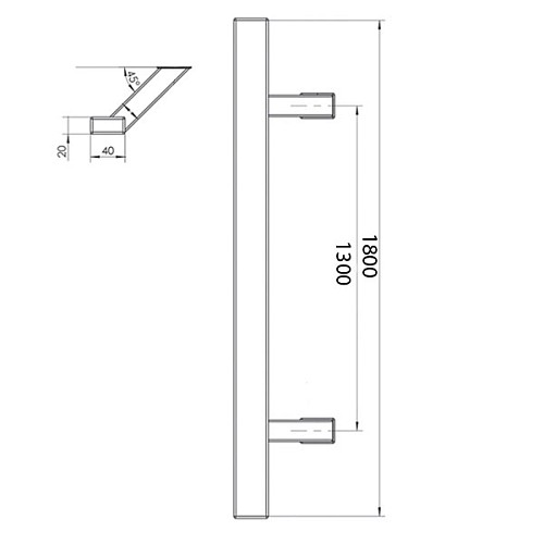 Ручки скоби ABELIX Vegas L:1800mm X:1300-45° 40*20mm SS нерж. сталь (комплект) - Фото №9