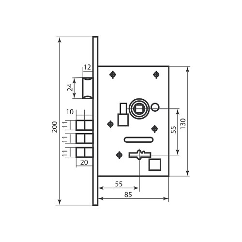 Механизм замка BRUNO BR-55 (BS55*55мм) - Фото №2