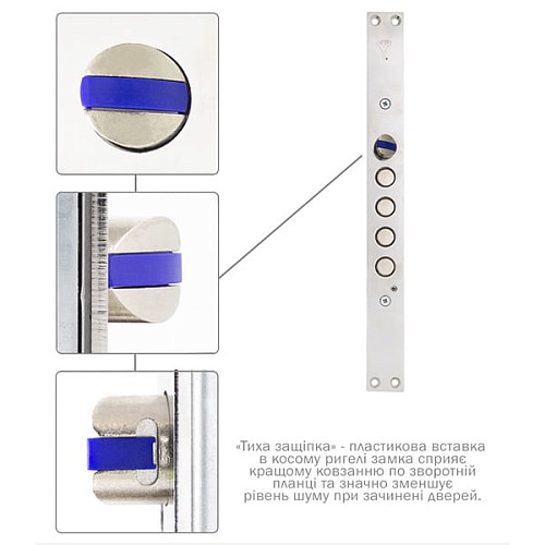 Механізм замка MUL-T-LOCK CTFCB1032800A L.O.G. (BS65*85мм) хром полірований без зв.планки - Фото №3