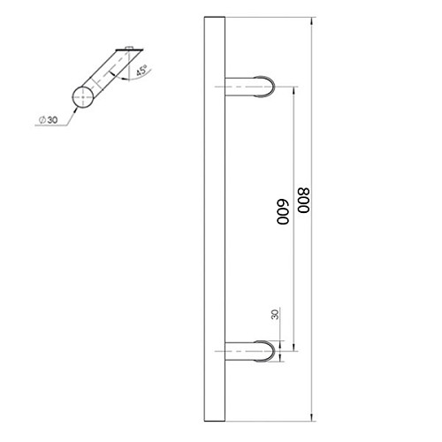 Ручки скоби ABELIX Aspen L:800mm X:600-45° 30mm SS нерж. сталь (комплект) - Фото №9