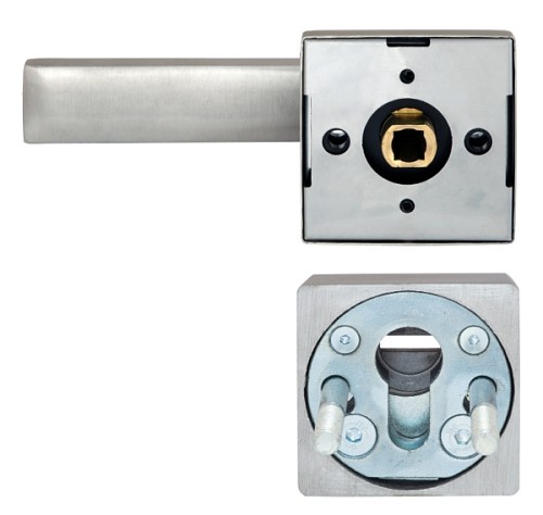 Ручки на розетте с протектором ROSTEX Quadrum нержавеющая сталь матовая - Фото №2