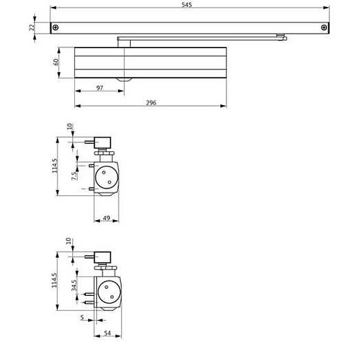 Доводчик GU ОТS 634 SLD HO с фиксацией до 100кг Черный - Фото №4