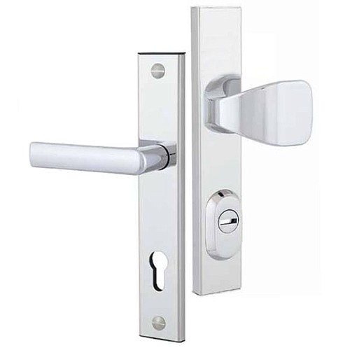 Ручки на планці з протектором ROSTEX R1 R 85мм (38-55мм) фіксована-нажимна хром полірований - Фото №1