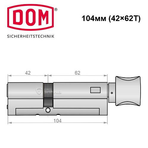 Цилиндр DOM Diamant 104T (42*62T) никель сатин - Фото №5