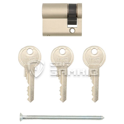 Цилиндр половинка TITAN K1 A 55 (45*10) никель сатин 5 ключей - Фото №6