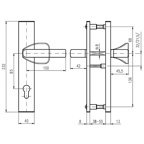 Ручки на планке с протектором ROSTEX R4 R 85мм (38-55мм) хром полированный - Фото №7