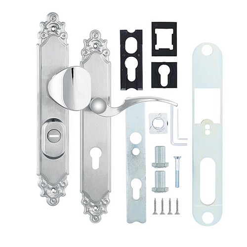 Ручки на планці з протектором ROSTEX Ozdobna R 85мм (40-45мм) фіксована-нажимна хром матовий (права) - Фото №6