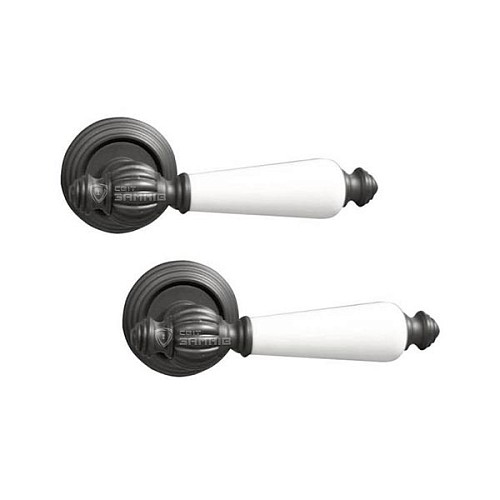 Ручки на розеті FIMET Michelle 106P (269) F50 темна бронза/білий фарфор - Фото №1