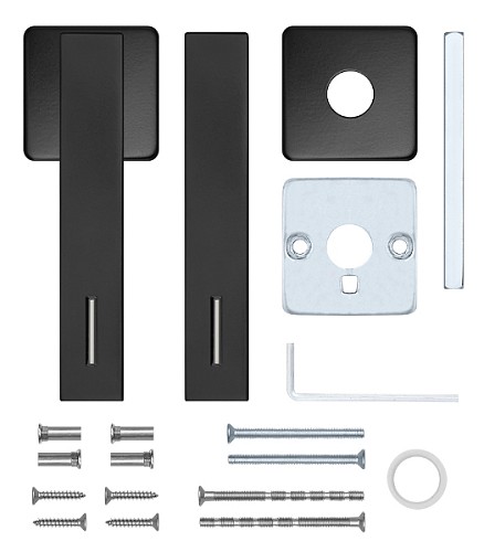 Ручки на розеті ROSTEX Ravena Lumino H53 нержавіюча сталь чорна - Фото №5