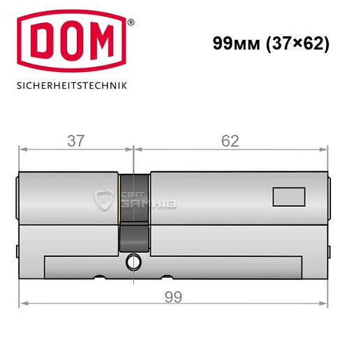 Циліндр DOM Diamant 99 (37*62) нікель сатин - Фото №4