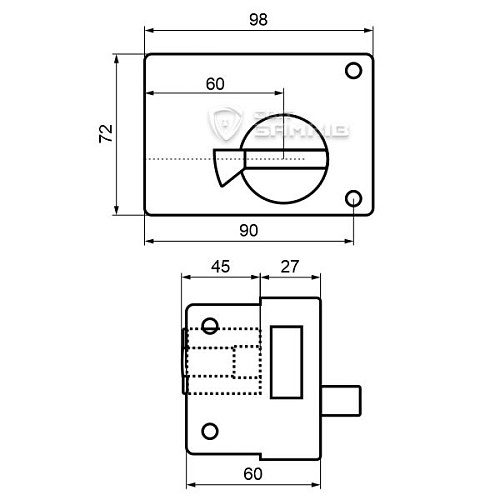 Замок накладной КАЛУГА ЗН1 П (BS60мм) 5 ключей (н) - Фото №6