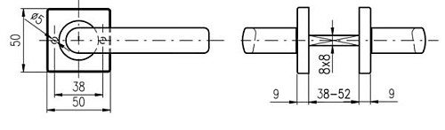 Ручки на розеті ROSTEX Bologna H50 нержавіюча сталь матова - Фото №5