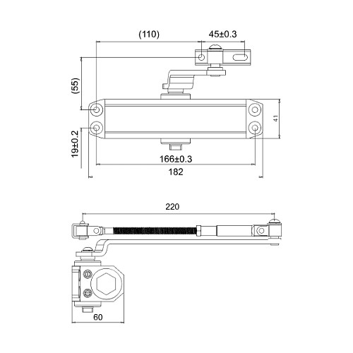 Дотягувач CISA 60461.03.0.88 STD HO з фіксацією до 80 кг коричневий - Фото №7