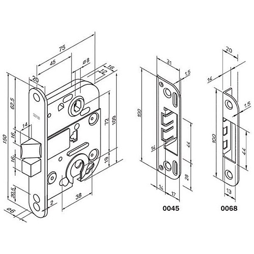 Механізм замка ABLOY 2018 (BS45*72мм) латунь матова без зв.планки - Фото №5