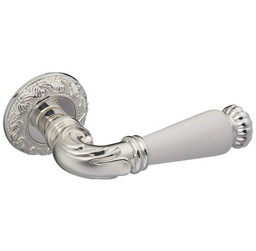 Ручки на розетте GAVROCHE Neodium Nd-Z20 BS/W яркое серебро/белая эмаль - Фото №4