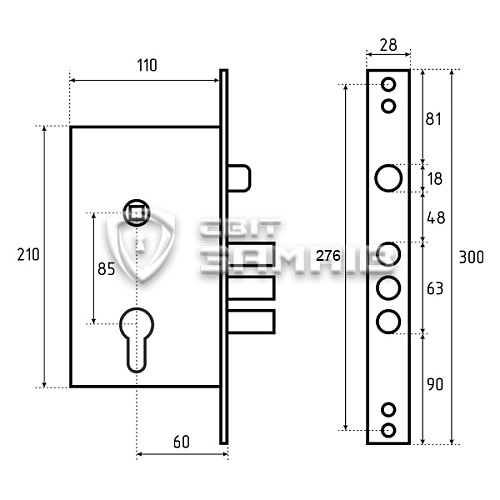 Механизм замка KALE 252 R (BS60*85мм) хром - Фото №5