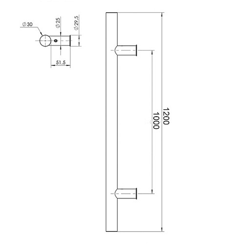 Ручки скобы WALA P10 1200/1000.90(комплект) труба 30 нержавеющая сталь М304 - Фото №6