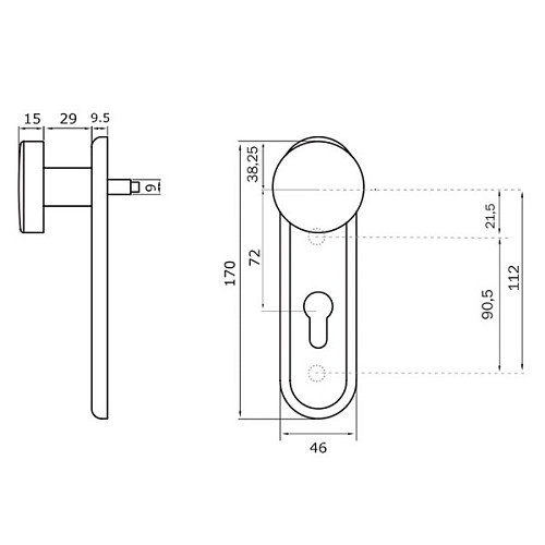 Ручка антипаніка на планці ISEO 032465 72 мм фіксована чорна - Фото №5