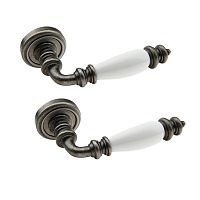 Ручки на розетте FADEX Siena Ceramic V N10 античное железо/белая керамика