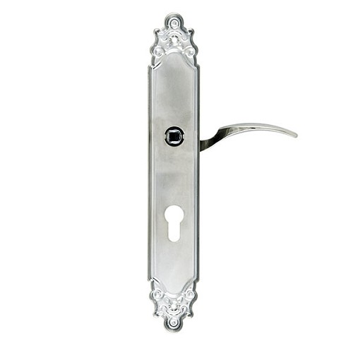 Ручки на планці з протектором ROSTEX Ozdobna R 85мм (40-45мм) фіксована-нажимна хром матовий (права) - Фото №3