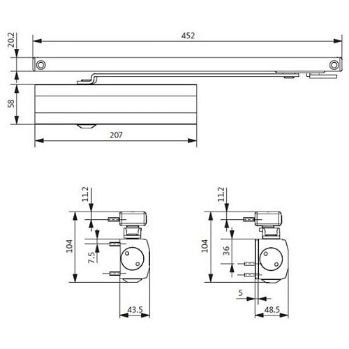 Дотягувач GU ОТS 210 SLD HO з фіксацією до 60кг Чорний - Фото №3