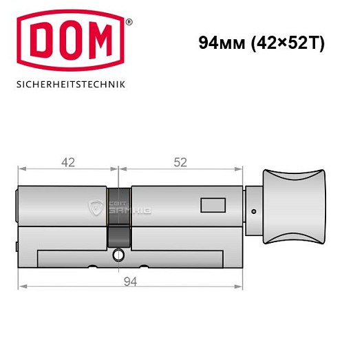 Циліндр DOM Diamant 94T (42*52T) нікель сатин - Фото №5