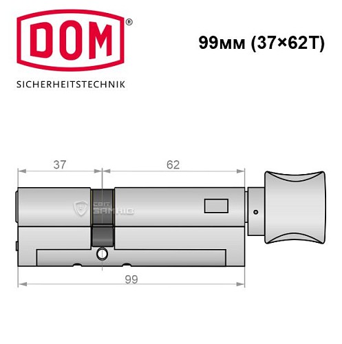 Циліндр DOM Diamant 99T (37*62T) нікель сатин - Фото №5