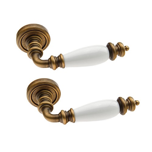 Ручки на розеті FADEX Siena Ceramic V B02 бронза матова/біла кераміка - Фото №1