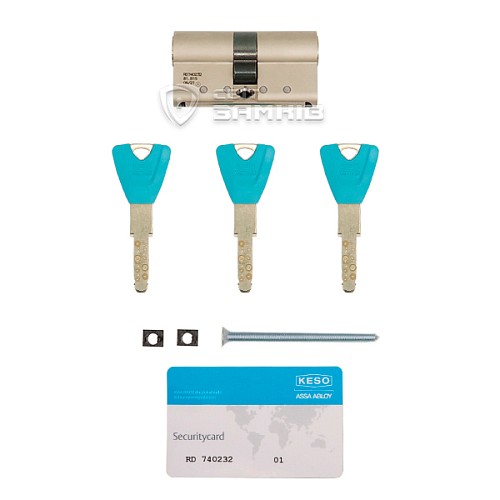 Циліндр KESO 8000 80 (35*45) нікель сатин 3 ключа - Фото №5