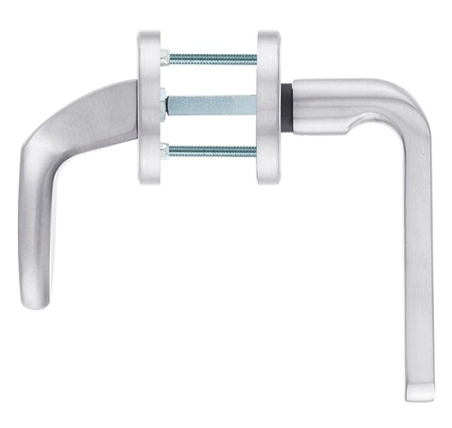 Ручки на розеті з протектором ROSTEX Rotondum фіксована-нажимна нержавіюча сталь матова - Фото №5