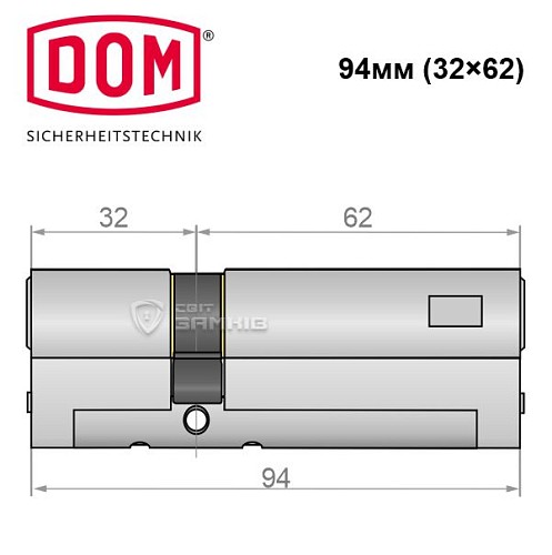 Циліндр DOM Diamant 94 (32*62) нікель сатин - Фото №4
