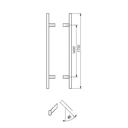 Ручка скоба PROFIT Manyas 1750/1400.45 (комплект) труба 30 нержавіюча сталь глянцева - Фото №2