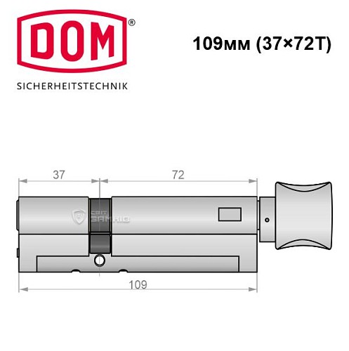 Циліндр DOM Diamant 109T (37*72T) нікель сатин - Фото №5
