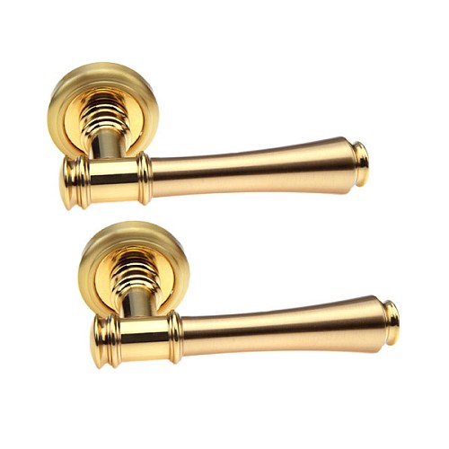 Ручки на розетте FADEX Tako 245V L03 латунь полированная/латунь матовая - Фото №1