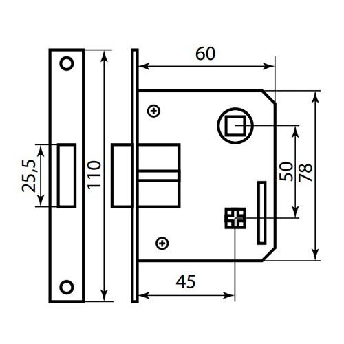Комплект замка IMPERIAL BKP04-H39 (BS45*50мм) WC SN/CP сатин/хром - Фото №2