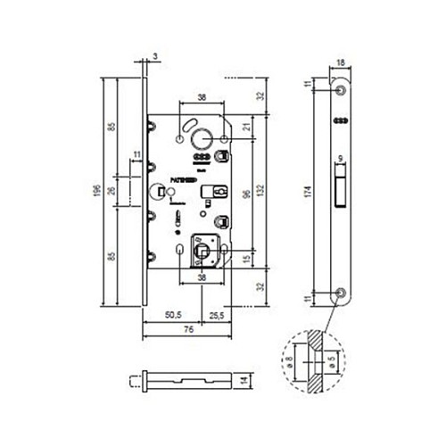 Механизм замка AGB Mediana Polaris Wave WC магнит (BS50,5мм) хром матовый - Фото №4