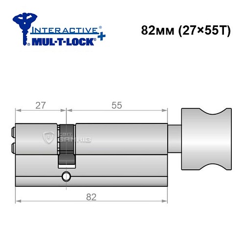 Цилиндр MUL-T-LOCK Interactive + 82T (27*55T) никель сатин - Фото №6