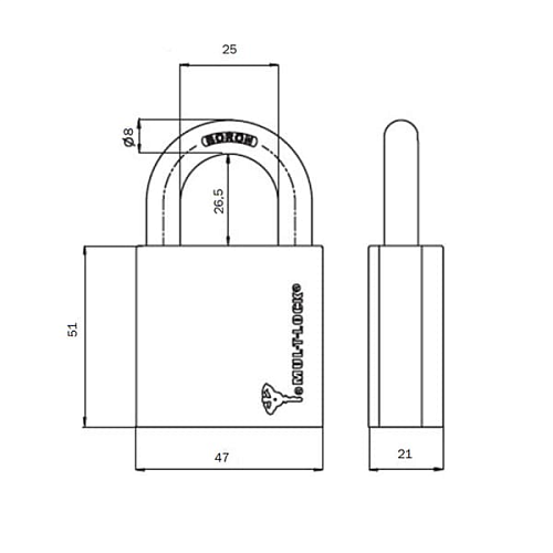 Замок навісний MUL-T-LOCK G47 7x7 (2 ключа) - Фото №7