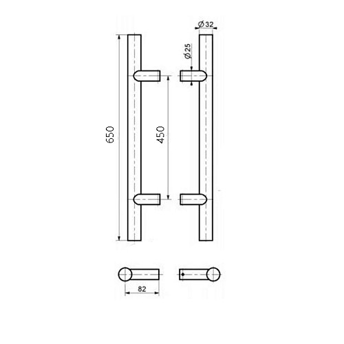 Ручки скоби MEDOS SS 650/450.90 (комплект) нержавіюча сталь  - Фото №5