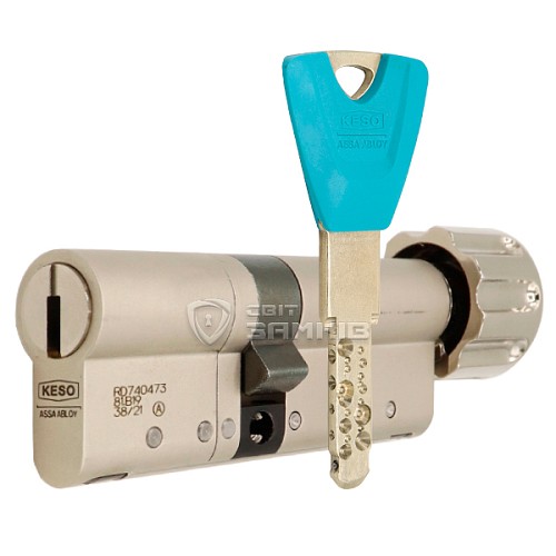 Цилиндр KESO 8000 110T (50*60T) никель сатин 3 ключа - Фото №1