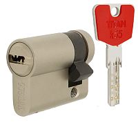 Цилиндр половинка TITAN K55 50 (40*10) никель сатин 3 + 1 ключей