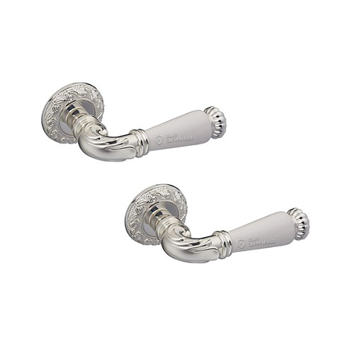 Ручки на розетте GAVROCHE Neodium Nd-Z20 BS/W яркое серебро/белая эмаль - Фото №1