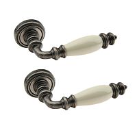 Ручки на розетте FADEX Siena Ceramic V N10 античное железо/бежевая керамика