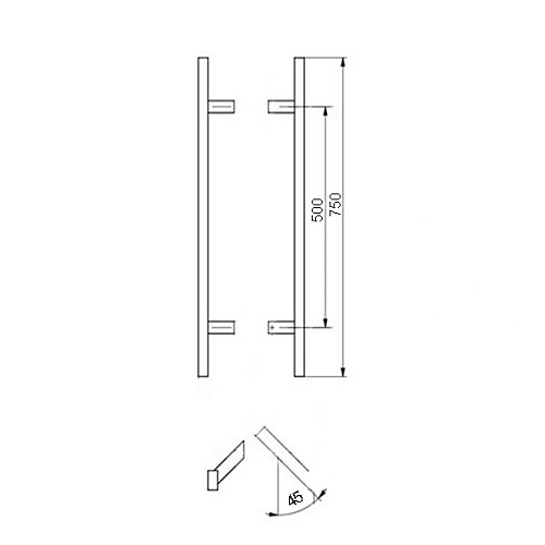 Ручка скоба PROFIT Manyas 750/500.45 (комплект) труба 30 нержавеющая сталь матовая - Фото №7