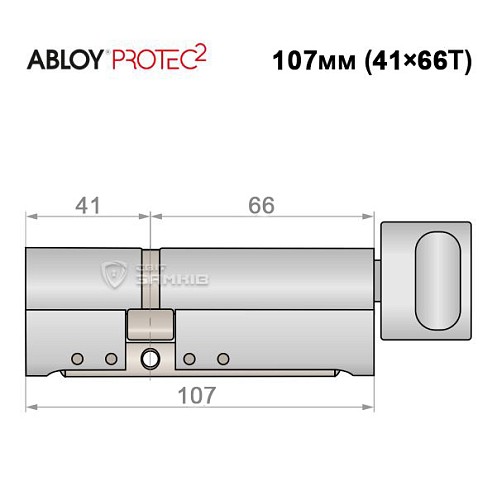 Циліндр ABLOY Protec2 107T (41*66T) хром полірований - Фото №5