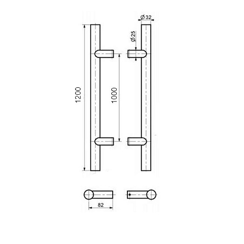 Ручки скоби MEDOS SS 1200/1000.90 (комплект) нержавіюча сталь  - Фото №5