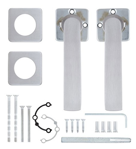 Ручки на розеті ROSTEX Bologna H50 нержавіюча сталь матова - Фото №4