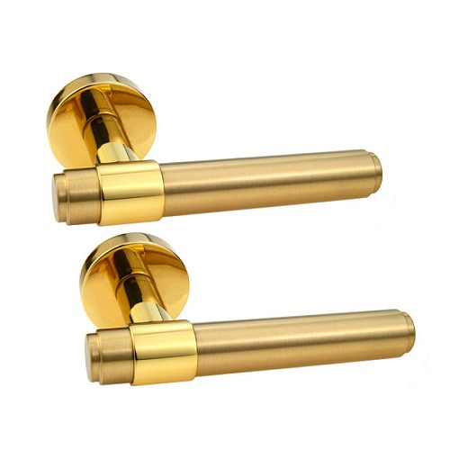 Ручки на розетте FORME Viva 333A L03 латунь полированная/латунь матовая - Фото №1